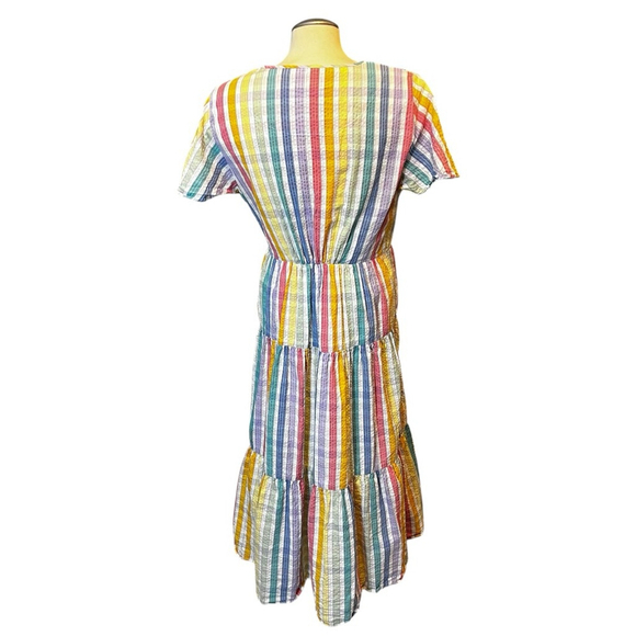J.Crew Faux-wrap Midi Sundress, 12, Rainbow Gingham Seersucker Multi-colour - Picture 11 of 16